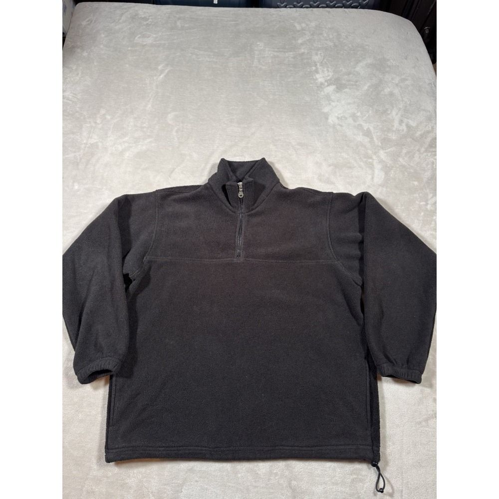 Vintage Lands End Quarter Zip Fleece Pullover Womens Size M Black MADE IN USA